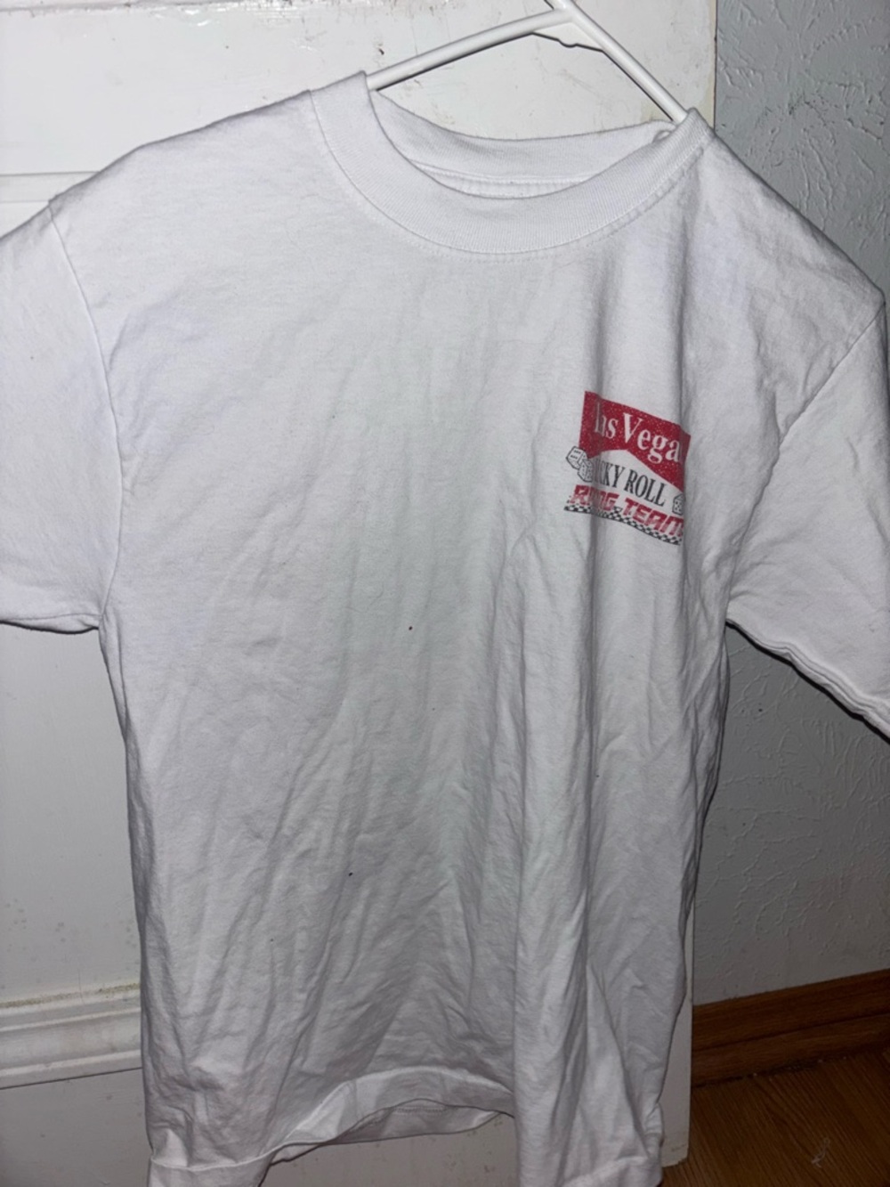 White Graphic Men’s T‑Shirt with Red Logo